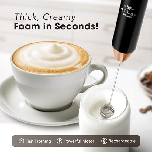 Rechargeable Milk Frother Handheld (Black Copper / Rechargeable Z1 Motor Max)