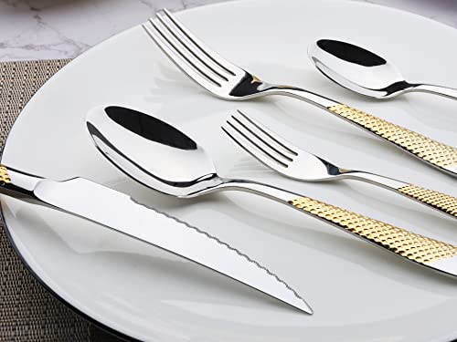 40 Piece Gold Silverware Set Stainless Steel Flatware Set Cutlery Set