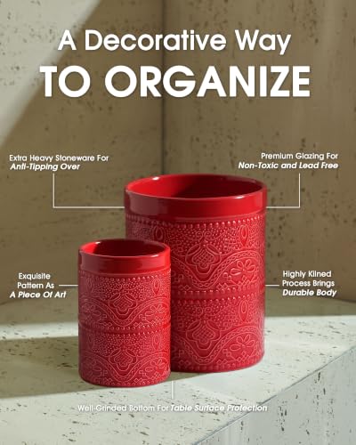 Kitchen Utensil Holder (2Pcs Christmas Red)