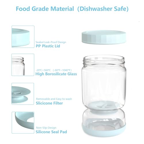 Pickle Jar with Strainer Flip (34oz Blue)