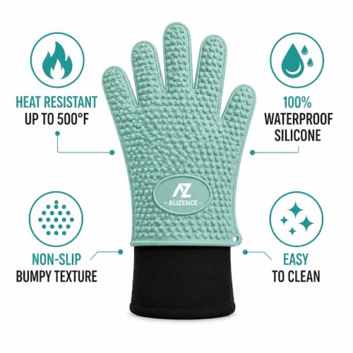 Silicone Oven Gloves (Aqua)