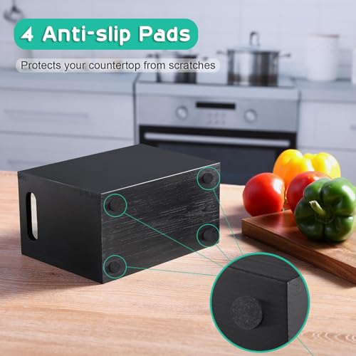 Black Utensil Holder for Kitchen Counter (Black / 2 Compatment)