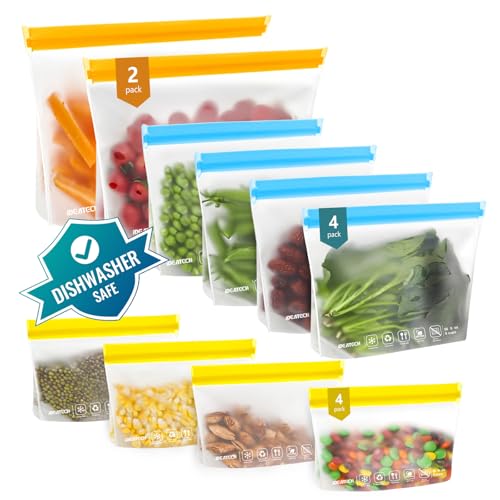 12Pack Food Storage Bags Dishwasher Safe (Multicolor)
