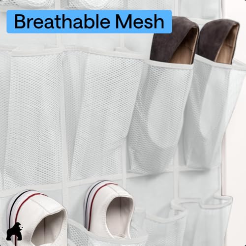 Over the Door Shoe Organizer (White / 24 Pockets/4 Hooks)