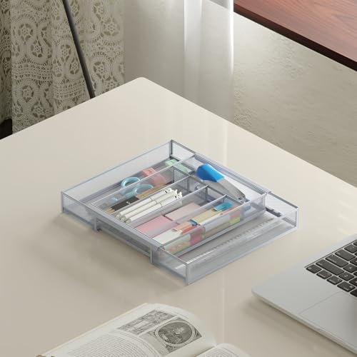 Silverware Organizer Metal Mesh (Silver / Expandable 9.6"~16.1" x 13.8")