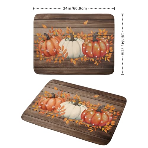 Autumn Pumpkin Dish Drying Mat Rustic Wood Dish Drainer Mats Fast Dry Microfiber Reversible Dish Drying Pad Kitchen Decoration 18x24 inch (Pumpkin Wood / 18" x 24")