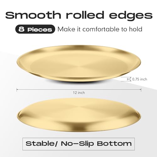 8 Pieces Gold Pizza Pans 12 Inch Bakeware (8 Count)