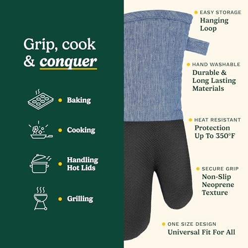 Cuisinart Chambray Kitchen Oven Mitts (Indigo)