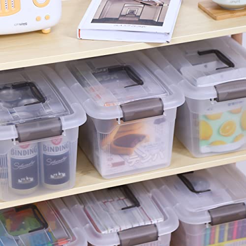 4 Packs 8.5 QT Storage Bins with Lids Clear Plastic Bins with Grey Handle Stackable Storage Containers for Organizing (8.5QT / 4 PACK)