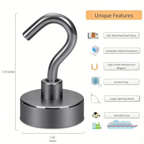 Magnetic Hooks (Gunmetal / 0.83 inches)