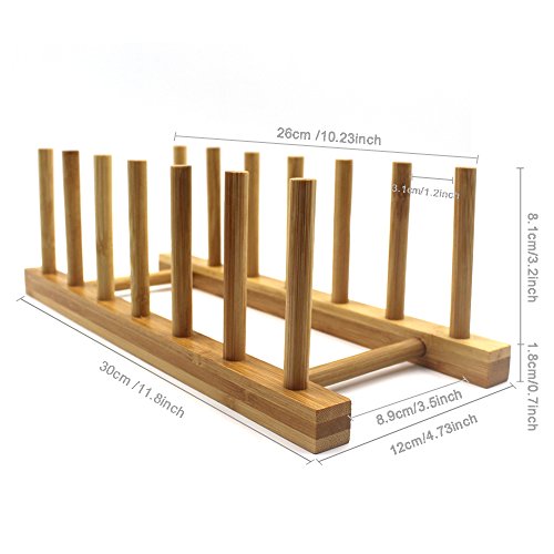 Bamboo Wooden Plate Racks Dish display Holder Kitchen Storage (Pack of 2)