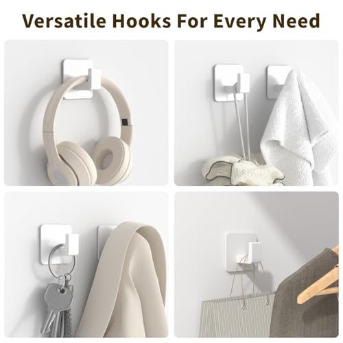 Square Self Adhesive Towel Hooks (White / 4 Pack)
