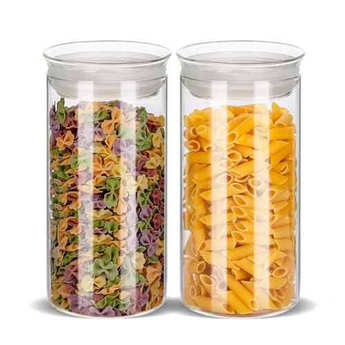 Glass Canisters with Airtight Lids (Clear / 9-50oz 2Pack)