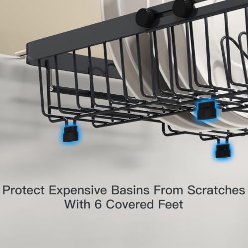Grey Expandable Dish Drying Rack Over The Sink with Anti Slip Grip (Gray / For 13-30" W Sink)