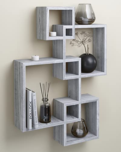 4 Cube Intersecting Shelves (Rustic White / 4)