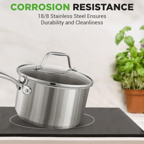 2 Quart Stainless Steel Saucepan with Lid