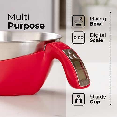 Digital Kitchen Food Scale with Bowl (Red)