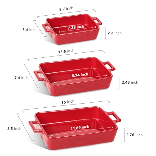 Ceramic Bakeware Set (Set of 3 / Red)