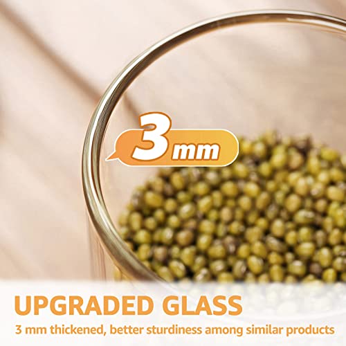 12 Oz Glass Jars with Bamboo Lid 3mm Thick Upgrade Clear (12 floz (8-Pack))