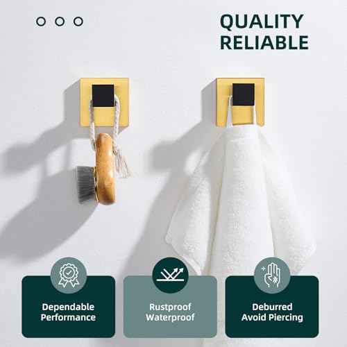 Bathroom Towel Hook (2 Pack / Black & Gold)