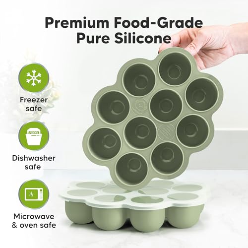 Silicone Food Freezer Trays with Lid (Sage)