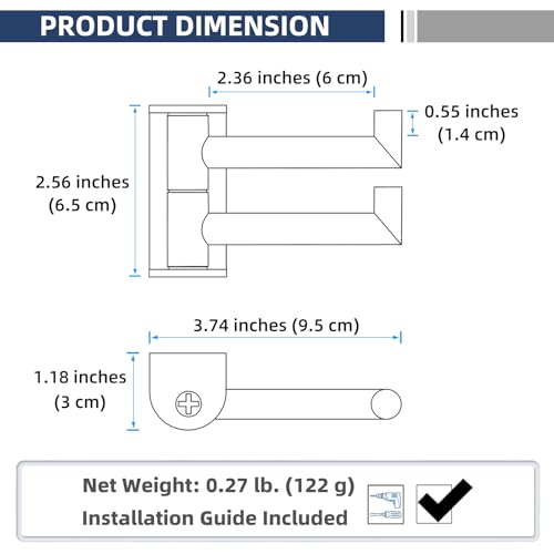 Double Swivel Towel Hook (1 Pack / Brushed Nickel)