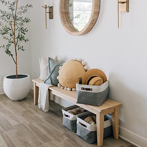 16x12.5in Storage Baskets (Gray / Off-White / Extra Large - 3pc)