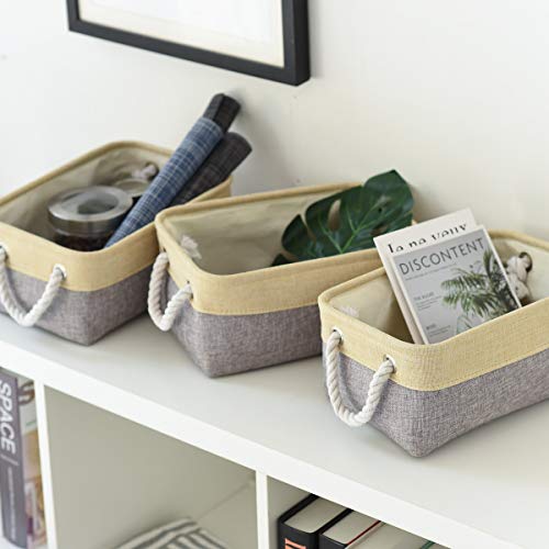 Fabric Storage Baskets for Organizing (Golden&Grey / Small (Pack of 6))