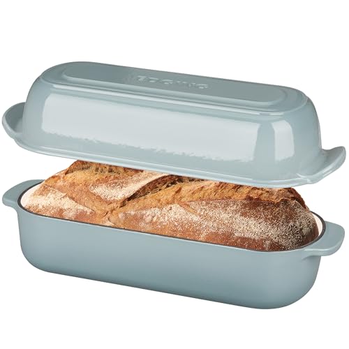 Enameled Cast Iron Loaf Pan with Lid (Seasalt)