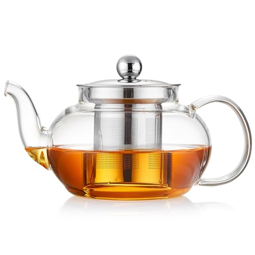 Small Glass Teapot with Infuser (Transparent / 18OZ)