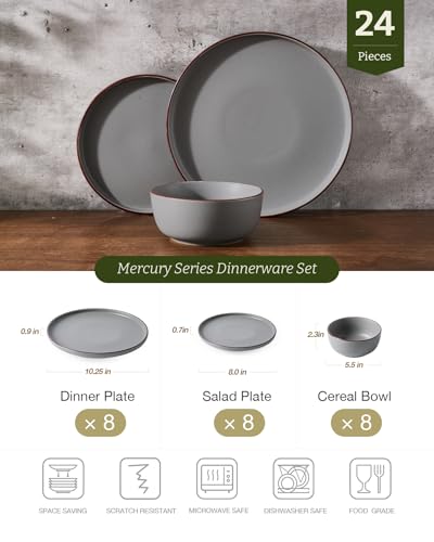 Mercury 24 Piece Stoneware Dinnerware Set (Dark Gray / Service for 8 (Standard Dinner Set))