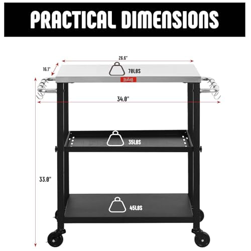3 Tier Outdoor Grill Cart (Compact)