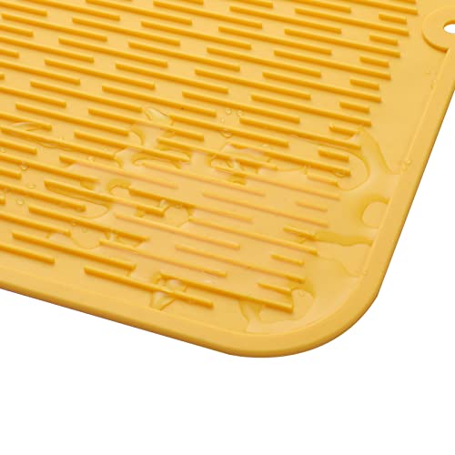 Silicone Dish Drying Mat for Multiple Usage (Yellow / 24"L x 18"W)