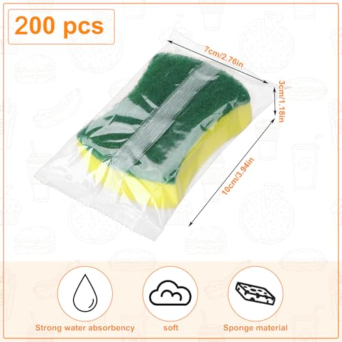 200 Pcs Individually Wrapped Sponges Uncompressed Green (100 Count)
