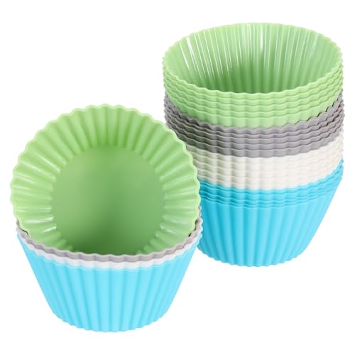 24Pcs Silicone Cupcake Liners (4 Colors / 2.8")