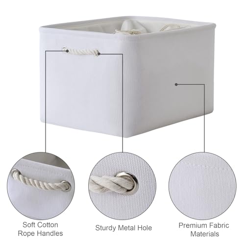 Organization and Storage Basket for Shelves (White Color / 3PCS/Extra Jumbo - 20.5Lx15.7Wx13.8H)