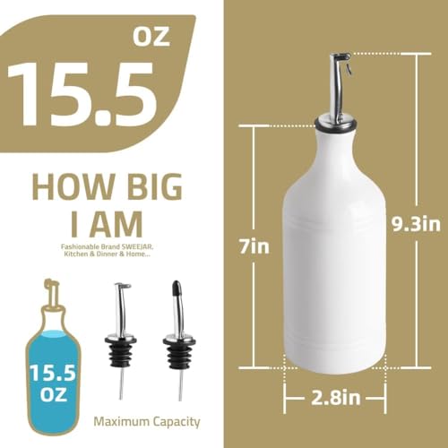 Sweejar Ceramic Olive Oil Dispenser Bottle (15.5 oz, Set of 1 / Rose Quartz)