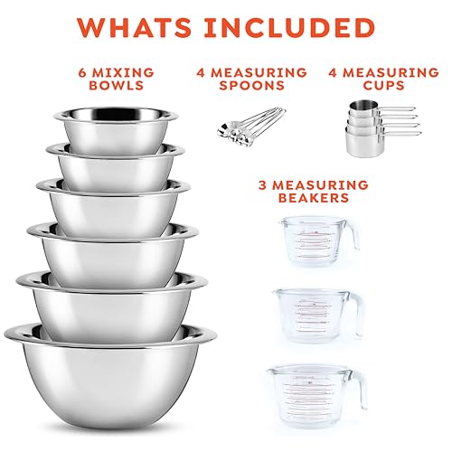 Mixing Bowls with Measuring Cups & Measuring Spoons 17 Piece Set