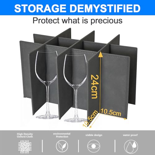 Wine Glass Storage Box with Dividers for 12 (Stemware Storage Cases)