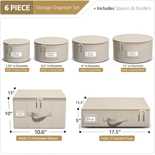 China Storage Containers (Beige / 6 Piece Dinnerware Set)