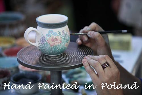 Polmedia Polish Pottery Round Baker with Handles (Blue Poppies)