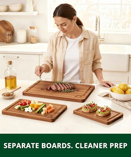 Wooden Cutting Boards for Kitchen Appliances (3-Piece / Brown)