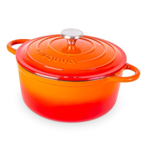 Cast Iron Pot with Lid (Orange / 5-Quart - Deep)