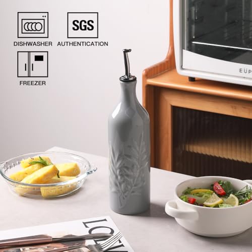 Sweejar Large Ceramic Olive Oil Dispenser Bottle (Gray / 24 oz, Set of 1)