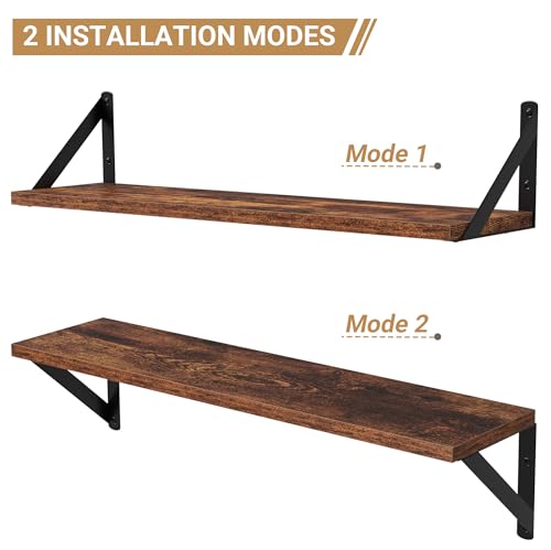 Floating Shelves for Wall (Rustic Brown / 31.5"W x 5.9"D x 5.4"H,Set of 3)