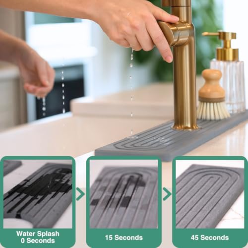 Drying Stone Faucet Tray for Kitchen Sink (Dark Gray / 23.6" x 3.9")