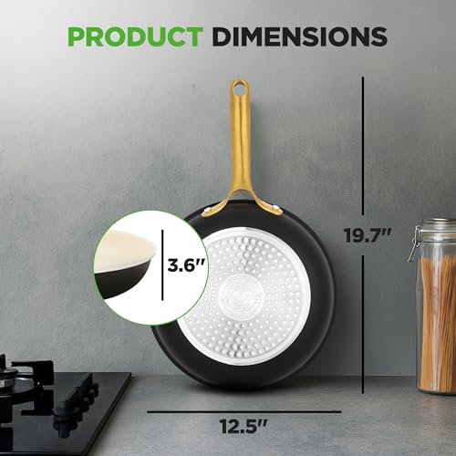 12 Inch Professional Ceramic Frying Pan With Lid (12" Frying Pan)