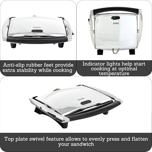 12 x 10 Inch Stainless Steel Electric Panini Press Ceramic (12 x 10 inches (Pack of 1) / Ceramic)