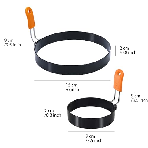 3.5" Egg Rings 6“ Pancake Mold with Silicone Handle