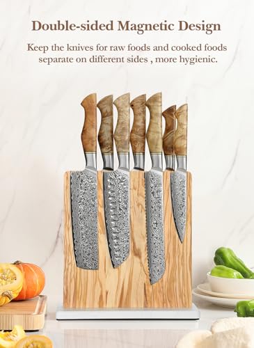 Double sided Magnetic Knife Holder without Knives (Olive Wood Knife Holder)